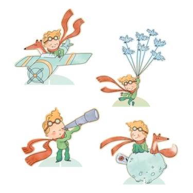 Imagem de KIT 4 Displays Príncipe Aquarela 20cm - Vinil Fosco Sem Reflexo - Totem Decoração Festa Infantil Aniversário