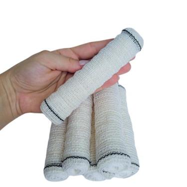 Imagem de Kit 12 Faixa Curativo Atadura Crepe 13 Fios Algodão Qualidade Aprovada