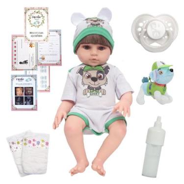 Imagem de Bebe Reborn Boneco Menino Arthur Patrulha Canina Pelúcia - Cegonha Reb