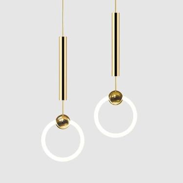 Imagem de Lustre Pendente Moderno Chaleur Brasil – LED Integrado, Alumínio Dourado, Ideal para Pé-Direito Alto