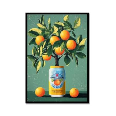 Imagem de Pôster botânico de laranjeira ilustração de planta frutífera rústica rústica aconchegante zen para sala de estar quarto escritório decoração (SKU1, moldura de metal preto, 12 x 18 polegadas = (30 x 45