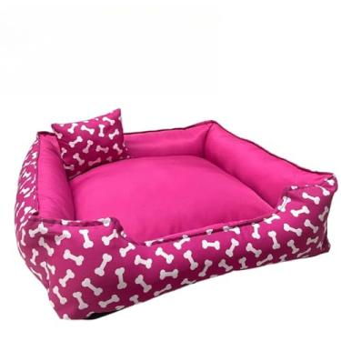 Imagem de Cama Pet Estofada para Cães e Gatos | Tamanhos, M/G/GG/EXG– Lavável(M - 50X40X16,ROSA)