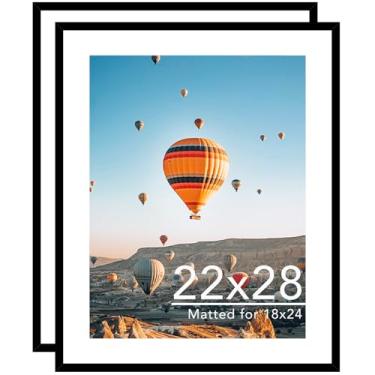 Imagem de JCJMY Porta-retrato de 56 x 71 cm com 2 tapetes de 45 x 61 cm, para exibição, 45 x 61 cm com tapete ou 55 x 71 cm sem tapete, moldura grande para pôster de 56 x 71 cm com acrílico, pacote com 2, preto