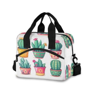 Imagem de STAYTOP Lancheira isolada para mulheres e homens, lancheira à prova de vazamento, lancheira com alça de ombro ajustável para piquenique, trabalho, escola, cacto, planta em vaso