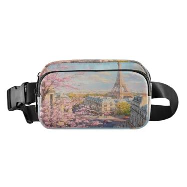 Imagem de CEBUGI Mini pochetes de caminhada para homens e mulheres, moda Torre Eiffel, resistente à água, com cinto ajustável para treino, viagem, corrida