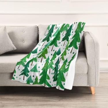 Imagem de Wassud Cobertores e mantas de Natal 152,4 cm x 228,6 cm aquarela pinheiros, cobertor para sofá, cadeira, decoração de casa