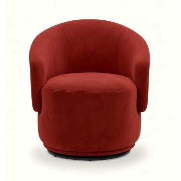 Imagem de Poltrona Decorativa Giratória Sala De Estar Recepção Jasmine Suede Vermelho