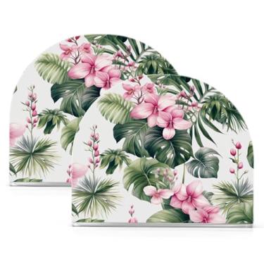 Imagem de Wassud Porta-guardanapos de acrílico para plantas tropicais, dispensador moderno de guardanapos de papel em forma de U para mesa, cozinha, sala de jantar, bancada 2 peças (comporta 50-60 guardanapos)