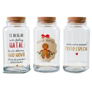 Imagem de Pote de Vidro Natalino 810ml – Lembrancinha para Biscoitos, Prático e Decorativo(Kit Trio Estampas)