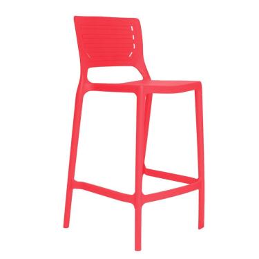 Imagem de Banqueta Alta Cozinha Vermelho Pastel Empilhável Saturno Em Polipropileno Acrilys