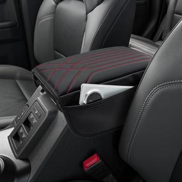 Imagem de KBH Capa de apoio de braço para console central para Ford Bronco 2021-2025 2 portas e 4 portas, protetor de console médio, tampa de tampa de descanso de braço com bolsos laterais, antiarranhões, ponto