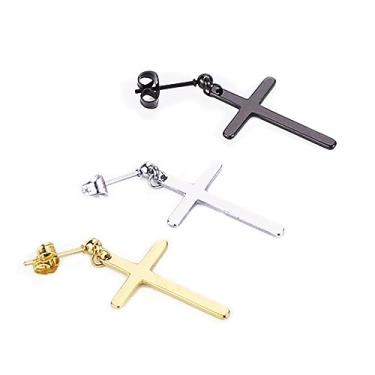 Imagem de 3 pares unissex de aço de titânio com pingente de cruz para festas, trabalho, joias atraentes para homens e mulheres, cores aleatórias