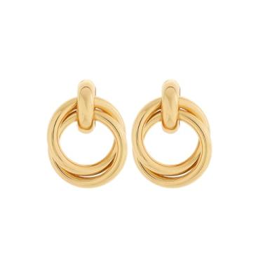 Imagem de Brincos femininos com pingente de gota de ouro grosso, minimalista, argola de alça, ouro, prata, joia de presente, Sem pedra preciosa