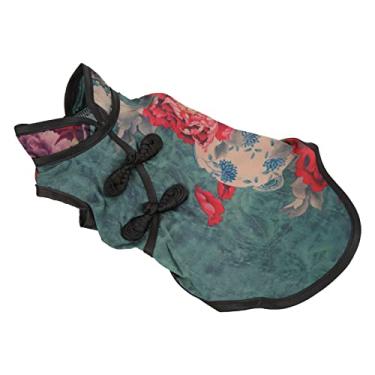 Imagem de aqxreight Pet Cheongsam Saia Macia Requintado Retro Peônia Pet Estilo Chinês Saia para Pequenos Animais de Estimação Coelho ChinchilaL Confortável é Macio Prejudicial O Alto Cheongsam O Tecido para