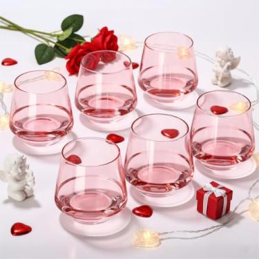 Imagem de Colorsavant Conjunto de taças de vinho rosa sem haste de 170 – 400 ml, vidro rosa cristal soprado à mão sem chumbo para vinho, presentes para mulheres, casamento, aniversário