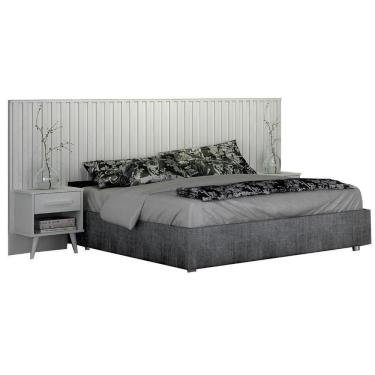 Imagem de Cabeceira Casal Ripado Milano Branco Leifer Móveis