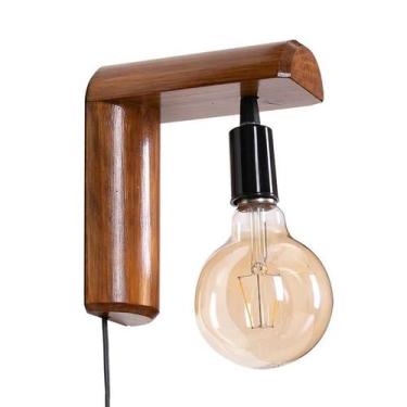 Imagem de Abajur Auto Colante Cabeceira Cama Quarto Madeira Rústica - Jn Artes R