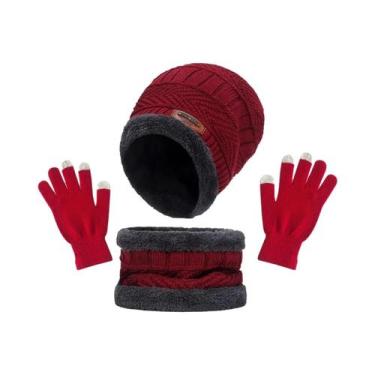 Imagem de Conjunto De Gorro, Cachecol E Luvas De Veludo Quente Para Inverno Para