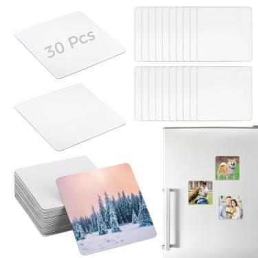 Imagem de 30 peças de ímãs quadrados de sublimação em branco 9,4 x 9,4 cm, ímã de geladeira DIY em branco de sublimação personalizado ímãs decorativos a granel para geladeira doméstica (3,7 x 3,7 polegadas - 30