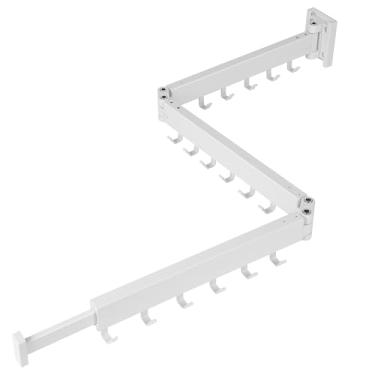 Imagem de UoeRing Estante de secagem de roupas montado na parede, retrátil dobrável (tri-dobra), economizador de espaço, preto com 18 ganchos para organização de lavanderia, apartamento, varanda, banheiro