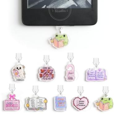 Imagem de Kaciola Pacote com 9 plugues de poeira engraçados tipo C para Kindle/E Reader, acessórios de plugue de poeira para mulheres, plugue de poeira tipo C/micro USB, Micro-USB, Acrílico, Sem Pedra Preciosa