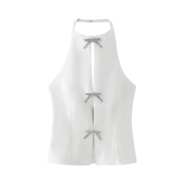 Imagem de Top Vintage Sem Mangas com Laço de Diamante - Gola Halter, Costas Nuas