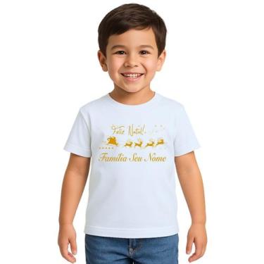Imagem de Camiseta Feliz Natal Trenó Renas Natalina Personalizada - UseP4, Branc
