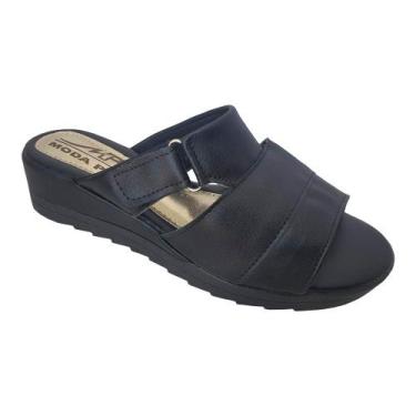 Imagem de Sandália Feminina Tamanco Regulável Anabela Super Conforto Moda Pé Cor