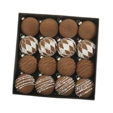 Imagem de Nishiyuenyi 16 Enfeites de Natal em Formato de Bola para Pendurar, Pingentes para Brincos, Material Aveludado, Inquebráveis, Reutilizáveis, Construção Robusta, Café, Tamanho real