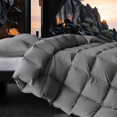 Imagem de Edredom Queen Size Queen Size 100% algodão grosso inverno ultramacio, enchimento alto, coleção de hotel, enchimento completo, enchimento de edredom com abas de canto, feito por especialistas até mesmo