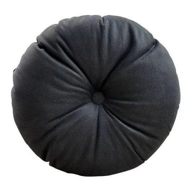 Imagem de Almofada Redonda Com Botão e Zíper Tecido Suede Liso - Tamanho 40x40cm almofada para cadeira para Sofá Poltrona Cadeira Quarto Sala Almofada(Preto,3)
