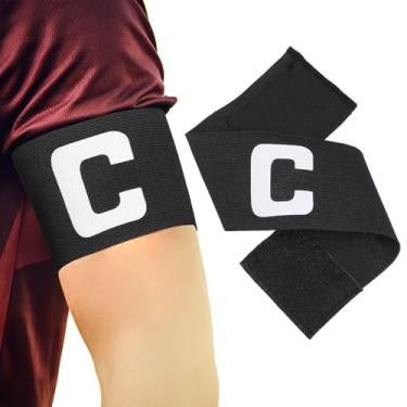 Imagem de Housoutil Braçadeiras de capitão de futebol, 2 peças de braçadeira ajustável de capitão de futebol com design antiderrapante, acessórios de futebol de nylon respirável banda C para jovens, crianças e