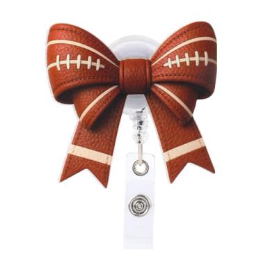 Imagem de Porta-Crachá Retrátil em Formato de Laço para Futebol, Ideal para Professores Enfermeiros e Funcionários de Escritório