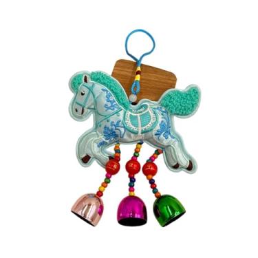 Imagem de IEUDNS Enfeite de Cavalo para o Ano Chinês, Animal do Zodíaco, Decoração Fofa para o Festival da Primavera, Feng Shui, Pingente para Pendurar em Casa, Cavalo Azul Correndo, Sinos