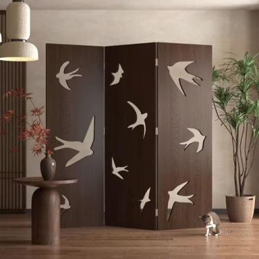 Imagem de NRNQMTFZ Divisor de quarto, 3 painéis, tela de privacidade de madeira, divisória dobrável, divisória independente, tela de privacidade multifuncional para quarto de escritório em casa (altura 2 m/6,56