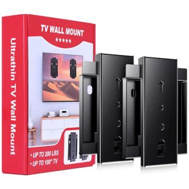 Imagem de Suporte de parede para TV ultrafino - perfil de 2,5 cm, suporte para TV de 90,7 kg, capacidade resistente com design de segurança antiqueda para TVs de 26 a 100 polegadas, compatível com telas de LED