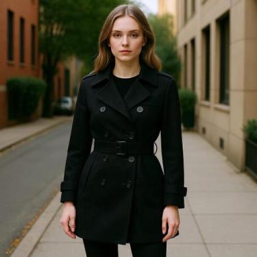 Imagem de Sobretudo Feminino Manga Longa Paka Peaky Blinders, Preto, P