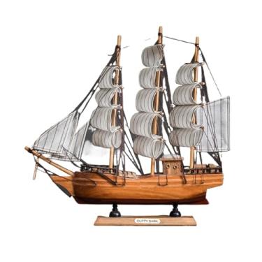 Imagem de shuicui Decoração de modelo de veleiro 32 cm decoração de casa mesa de decoração de quarto infantil para homens e mulheres esculpida à mão barco mesa armário TV varanda lembrança