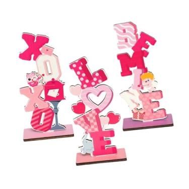 Imagem de predolo Conjunto de 3 Centros de Mesa com a Palavra "Amor", Placas de Madeira para Decoração de Mesa, Presente Doce Amor, Decoração de Dia dos