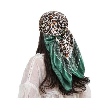 Imagem de Lenço De Seda Com Estampa De Leopardo Para Mulheres, 90cm, Faixa De Ca