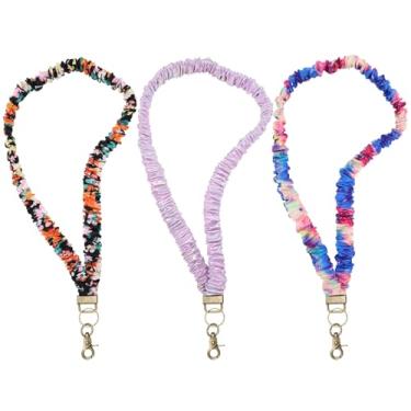 Imagem de Cordão de 3 peças para crachás de identificação, cordão retrátil de pescoço com fecho lagosta, chaveiro de pescoço elástico para funcionários de escritório (3 peças)