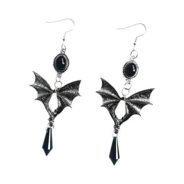 Imagem de Brincos Pendentes De Rosa Negra Gótica De Vampiro E Bruxa Para Mulhere