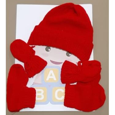 Imagem de Touca, Meia e Luvas - Conjunto para Bebê em Lã (vermelho) - Artesanato
