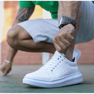 Imagem de Sapatênis Masculino Moderno Sola Alta Confort Flexível Couro Macio Lev