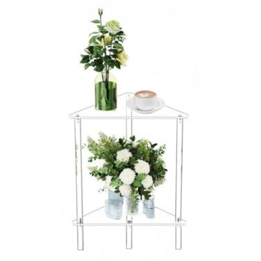 Imagem de Zerodis Mesa Lateral de Canto Transparente, 11,8 X 19,7 Polegadas de Acrílico, 2 Camadas, Pequenos Espaços, Prateleira de Canto, Mesa Final, Expositor, Pequena de Bebidas para Sala