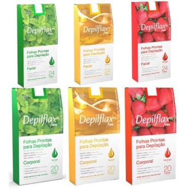 Imagem de Kit Folha Pronta Depilação Facial Corporal Cera Fria Depilatória Práti