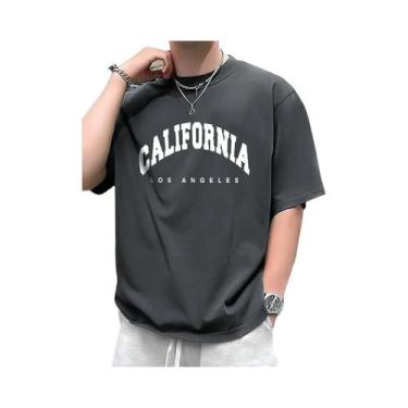 Imagem de Camiseta Masculina plus Size De Verão Em Algodão Casual Com Corte Solt