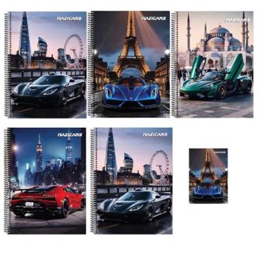 Imagem de Kit 5 Caderno Maxicars Capa Dura 96 Folhas Arame + 1 Pequeno - 38927P2