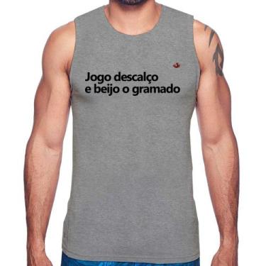 Imagem de Regata Jogo descalço e beijo o gramado - Foca na Moda, Cinza, G