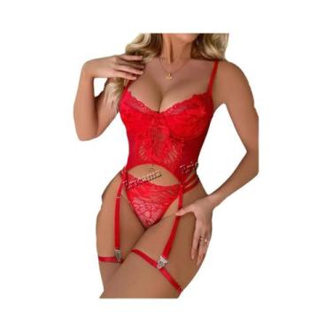 Imagem de Conjunto De Lingerie Sexy Com Sutiã De Renda E Malha, Design Oco Com A